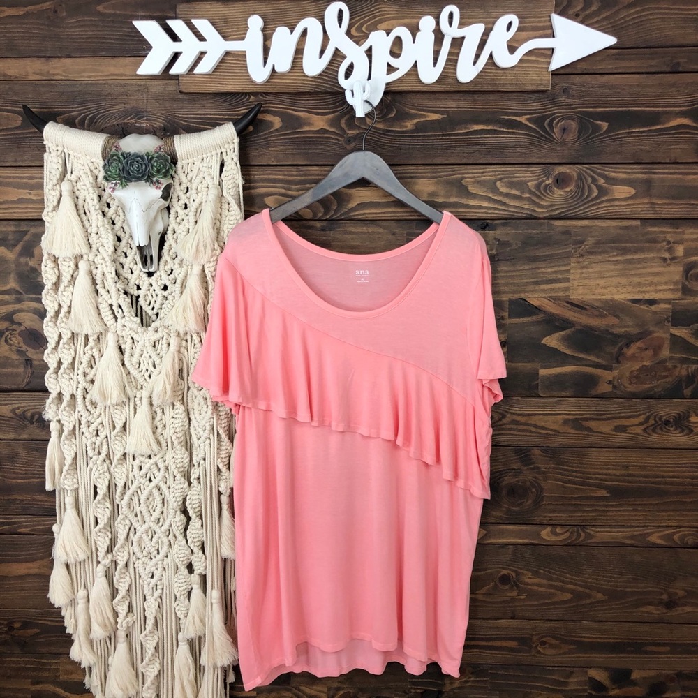 a.n.a | Ruffle Short‎ Sleeve Tee Blouse